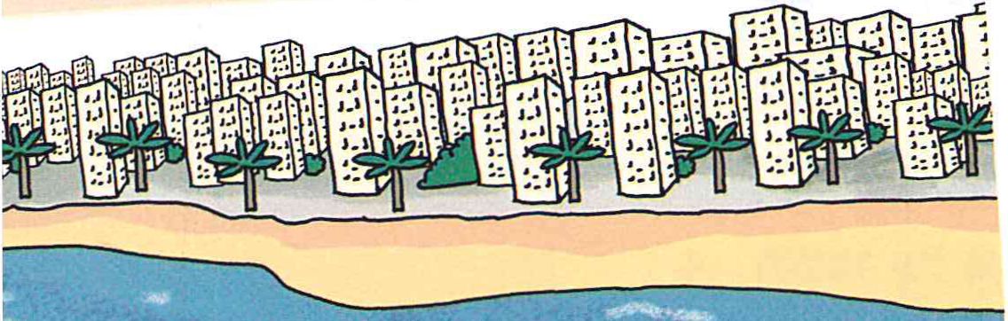 (בספר שתי תמונות. בתמונה האחת בתי מגורים ליד חוף הים. בתמונה השנייה מפעל מזרים מי שפכים לנחל שיש בו דגים).
